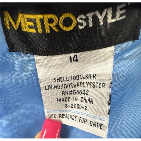 Metro Style Blue Silk Floral Maxi Dress 14 Elegant Fitted Summer Garden Cottage - Picture 3 of 14